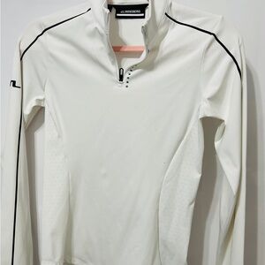 J.Lindeberg White and Black Quarter-Zip Top